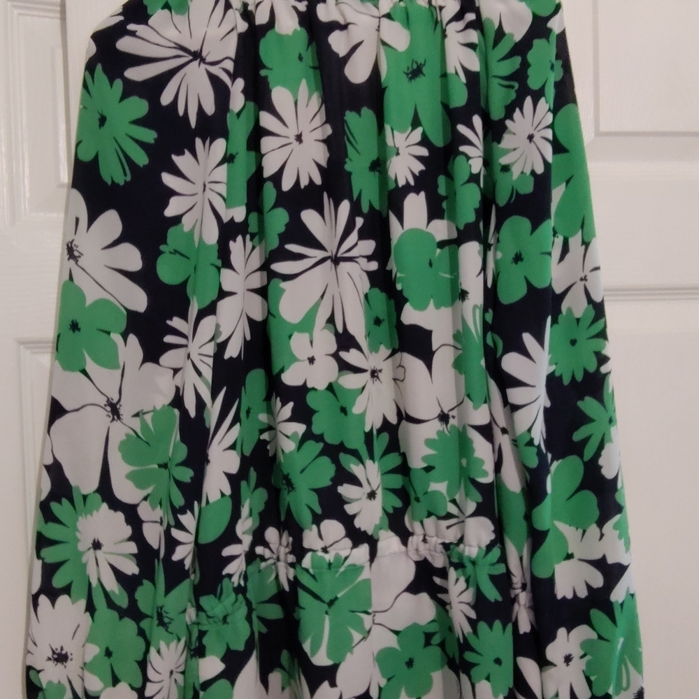Charter Club Woman 1X Floral Tunic Blouse Navy Green White Long Sleeve Top - Picture 5 of 5